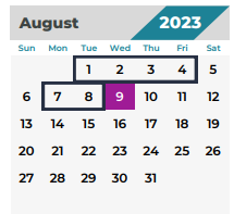 District School Academic Calendar for Hildebrandt Intermediate for August 2023