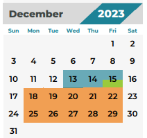 District School Academic Calendar for Ehrhardt Elementary for December 2023