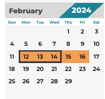 District School Academic Calendar for Kleb Intermediate for February 2024