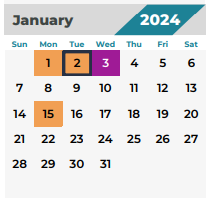 District School Academic Calendar for Haude Elementary for January 2024