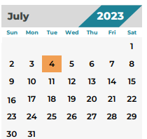 District School Academic Calendar for Brill Elementary for July 2023