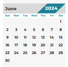 District School Academic Calendar for Ehrhardt Elementary for June 2024