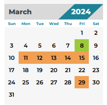 District School Academic Calendar for Schultz Elementary for March 2024