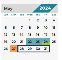 District School Academic Calendar for Wunderlich Intermediate for May 2024