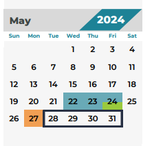 District School Academic Calendar for Kohrville Elementary School for May 2024