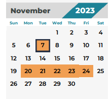 District School Academic Calendar for Wunderlich Intermediate for November 2023