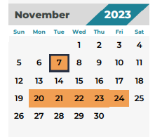 District School Academic Calendar for Schindewolf Intermediate School for November 2023