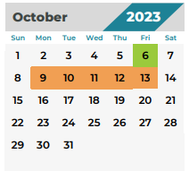 District School Academic Calendar for Wunderlich Intermediate for October 2023