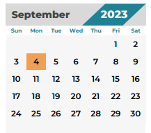 District School Academic Calendar for Wunderlich Intermediate for September 2023