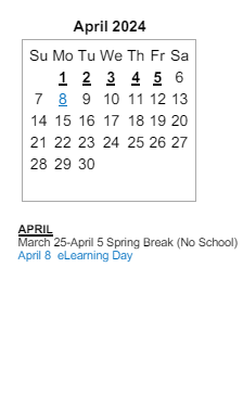 District School Academic Calendar for Maple Crest Elementary Sch for April 2024