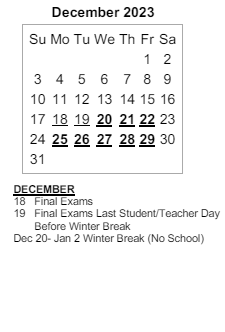 District School Academic Calendar for Maple Crest Elementary Sch for December 2023