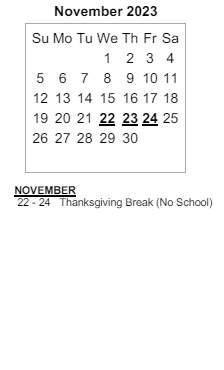 District School Academic Calendar for Maple Crest Elementary Sch for November 2023