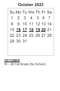 District School Academic Calendar for Maple Crest Elementary Sch for October 2023