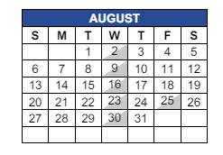 District School Academic Calendar for C I Waggoner School for August 2023