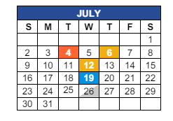 District School Academic Calendar for C I Waggoner School for July 2023