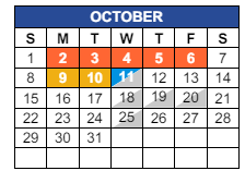District School Academic Calendar for C I Waggoner School for October 2023