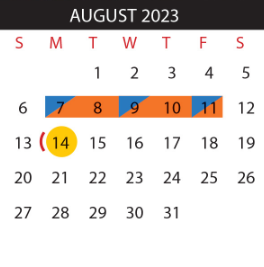 District School Academic Calendar for Diaz-Villarreal Elementary School for August 2023