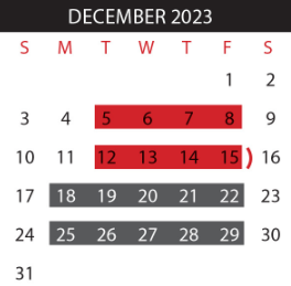 District School Academic Calendar for Ann Richards Middle School for December 2023
