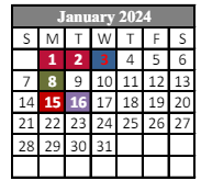 District School Academic Calendar for Ossun Elementary School for January 2024