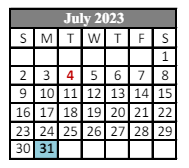 District School Academic Calendar for Ossun Elementary School for July 2023