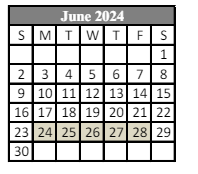 District School Academic Calendar for Ossun Elementary School for June 2024