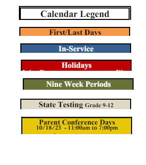 District School Academic Calendar Legend for Lafayette Alternative Program For Students