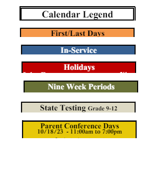 District School Academic Calendar Legend for Ossun Elementary School