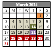 District School Academic Calendar for Ossun Elementary School for March 2024