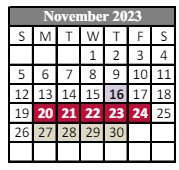 District School Academic Calendar for Lafayette Alternative Program For Students for November 2023