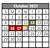 District School Academic Calendar for C.A.P.S Continuing Academic Program School for October 2023