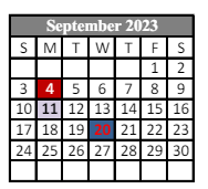 District School Academic Calendar for C.A.P.S Continuing Academic Program School for September 2023