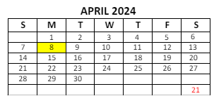 District School Academic Calendar for Lafayette Tecumseh Jr High Sch for April 2024