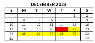 District School Academic Calendar for Lafayette Tecumseh Jr High Sch for December 2023