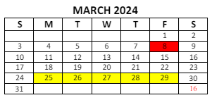 District School Academic Calendar for Lafayette Tecumseh Jr High Sch for March 2024