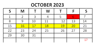 District School Academic Calendar for Lafayette Tecumseh Jr High Sch for October 2023