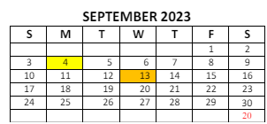 District School Academic Calendar for Lafayette Tecumseh Jr High Sch for September 2023