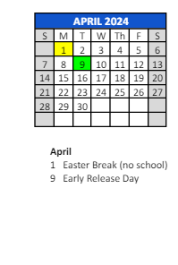 District School Academic Calendar for James H Watson Elem Sch for April 2024