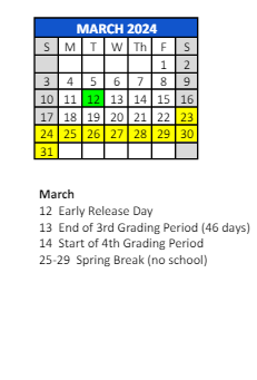 District School Academic Calendar for James H Watson Elem Sch for March 2024
