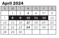 District School Academic Calendar for Best Night School for April 2024