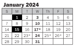 District School Academic Calendar for Helen Keller Elementary for January 2024