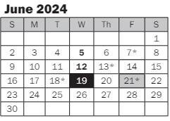 District School Academic Calendar for Helen Keller Elementary for June 2024