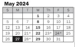 District School Academic Calendar for Helen Keller Elementary for May 2024
