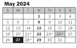 District School Academic Calendar for Best Night School for May 2024