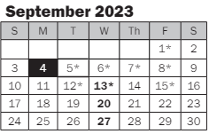 District School Academic Calendar for Best Night School for September 2023
