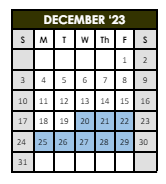 District School Academic Calendar for Union Elementary School for December 2023