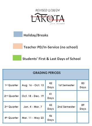District School Academic Calendar Legend for Union Elementary School