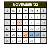 District School Academic Calendar for Union Elementary School for November 2023
