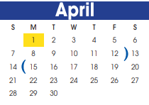 District School Academic Calendar for Travis Elementary for April 2024
