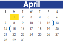 District School Academic Calendar for Pink Elementary for April 2024