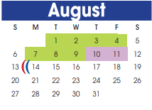 District School Academic Calendar for Juvenile Detent Ctr for August 2023